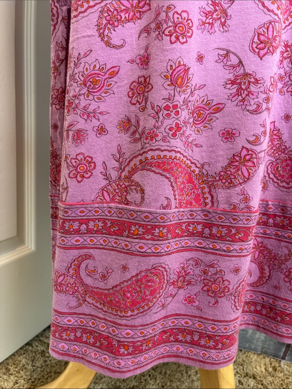 Pure Jill Border Print Maxi Dress Small Petite Pink Purple Paisley Casual NWT - Picture 13 of 16